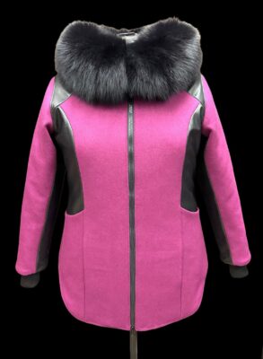 tavvi melton wool fall coat – luxury women’s wool fall coat with fur trim hood