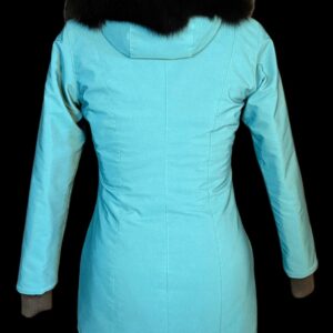 tarralik women’s winter parka – mid length slim fit coat with fox fur trim hood