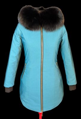 tarralik women’s winter parka – mid length slim fit coat with fox fur trim hood