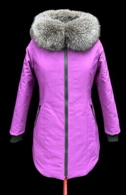 tarralik women’s winter parka – slim fit mid length coat with fox fur trim hood