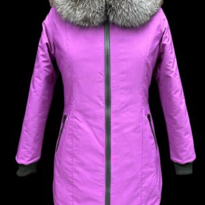 tarralik women’s winter parka – slim fit mid length coat with fox fur trim hood
